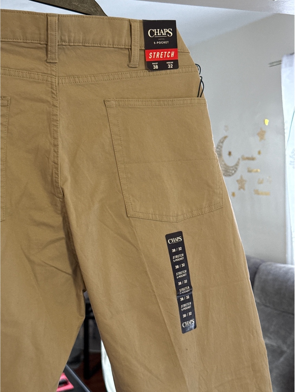 Chaps Men's Straight Khaki Pants, Size 38x32, New with Tag - Picture 5 of 5